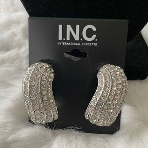 INC International Concepts Silver Crystal Earrings NWT